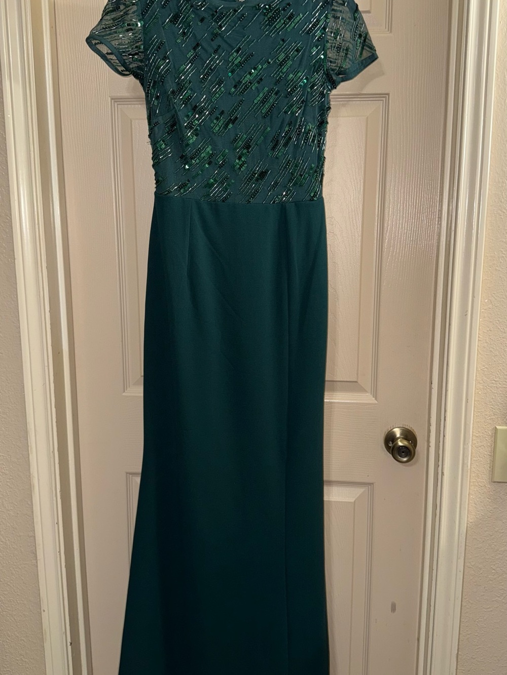 Adrianna Papell Green Beaded Maxi Dress